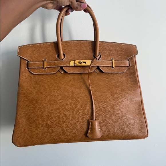 Hermes 35- Elegant Tan Leather - Picture 1 of 7